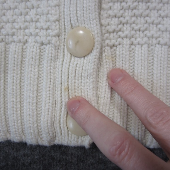 Talbots Cardigan L Ivory Lambswool Angora Soft Textured Knit Mock Neck‎ Preppy - Picture 7 of 10